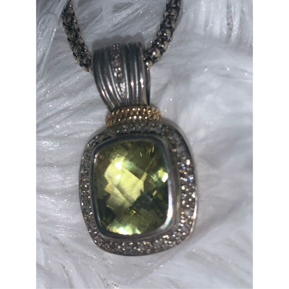 14k 925 Sadye L Vassil SLV Gemstone Pendant Sterling Italy Necklace 18” - Picture 10 of 16